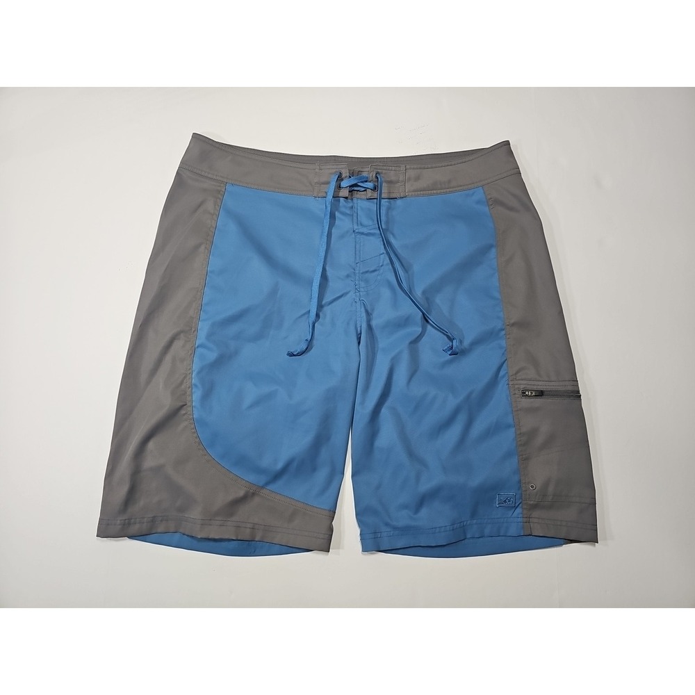 REI Hiking Board Surfing Swim Shorts Zip Pocket Blue Grey‎ Men's Size XL